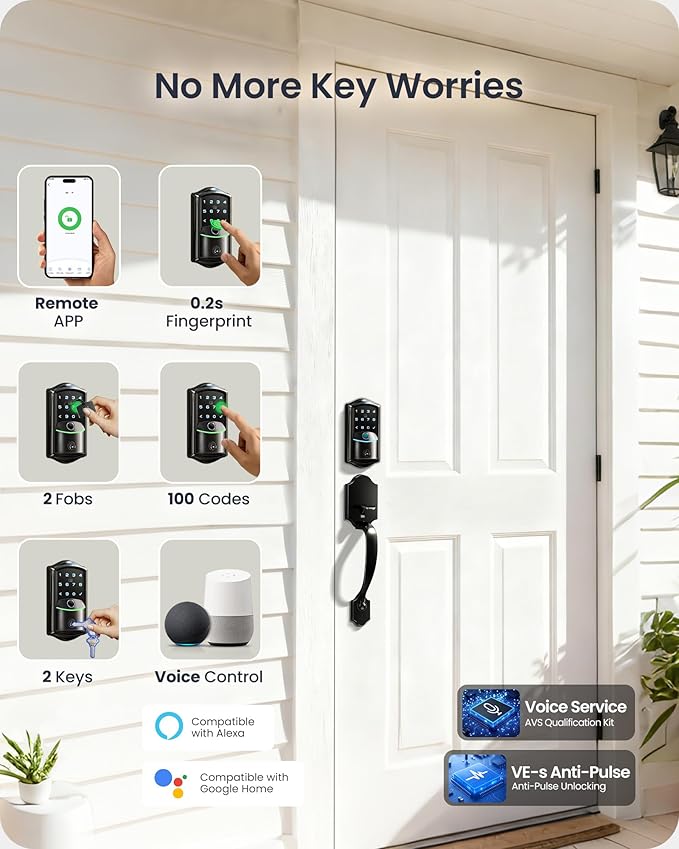 Veise VE027-H Built-in Wi-Fi Fingerprint Smart Deadbolt Lock - Image 3