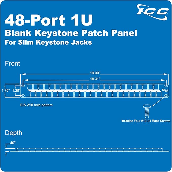 ICC 48 Port Blank Keystone 1U Patch Panel - Image 7