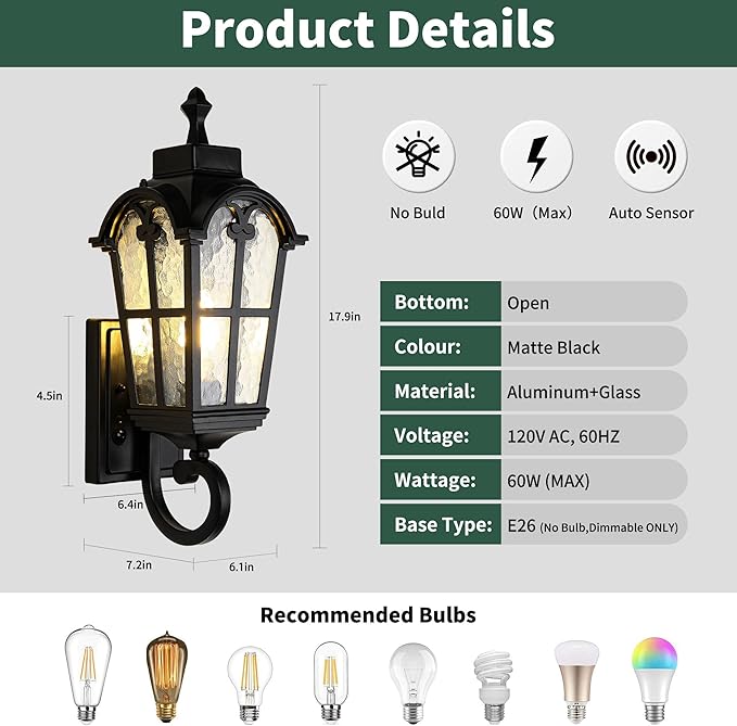 Kainozoic Motion Sensor Dawn to Dusk Outdoor Sensor Light Fixture Waterproof - Image 4