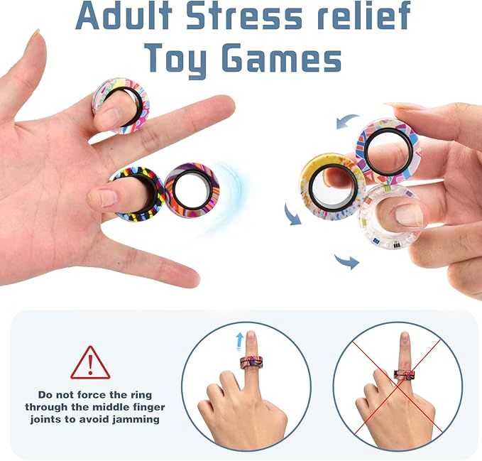 15Pcs Magnetic Adults Fidget Toys Rings, Stocking Stuffers - Image 3