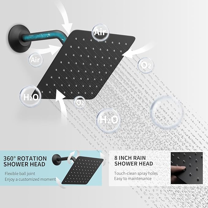 KATAIS Matte Black Shower System Digital Tempreature Display Thermostatic - Image 4