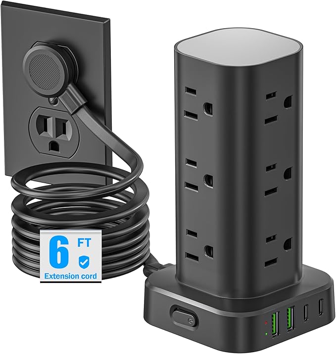 Tower Power Strip with Surge Protector by Unknown