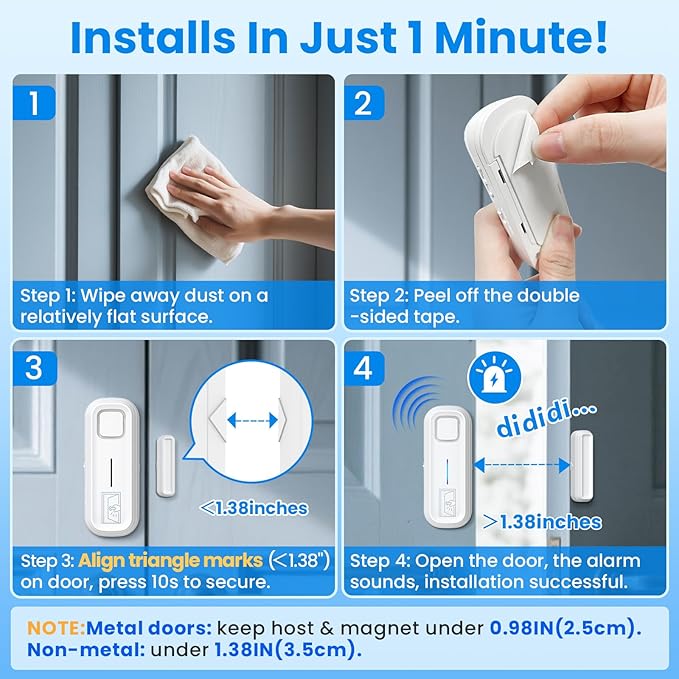 Sanjie Door Alarm with Instant and Delayed Alerts 30s/1min/2min/4min, Door - Image 7