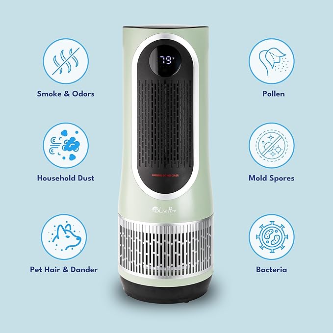 LivePure 3-in-1 LP520 Clean Heat Air Purifier & Electric Heater – Oscillating - Image 7