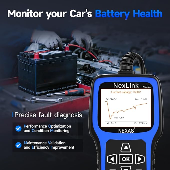 NEXAS NL101 OBD2 Scanner with Battery Tester - Image 6