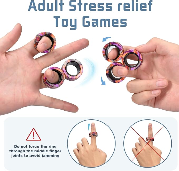 Halloween Magnetic Rings for Adults and Kids, Fidget Spinner Rings Toys for - Image 4