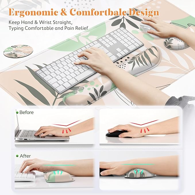 Gimars 4 in 1 Mouse Pad and Keyboard Wrist Rest Set, Large Mouse Pad - Image 6