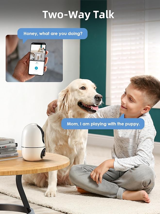 virtavo Indoor Security Camera, Dual-Lens 360° PTZ WiFi Baby Pet Monitor - Image 7
