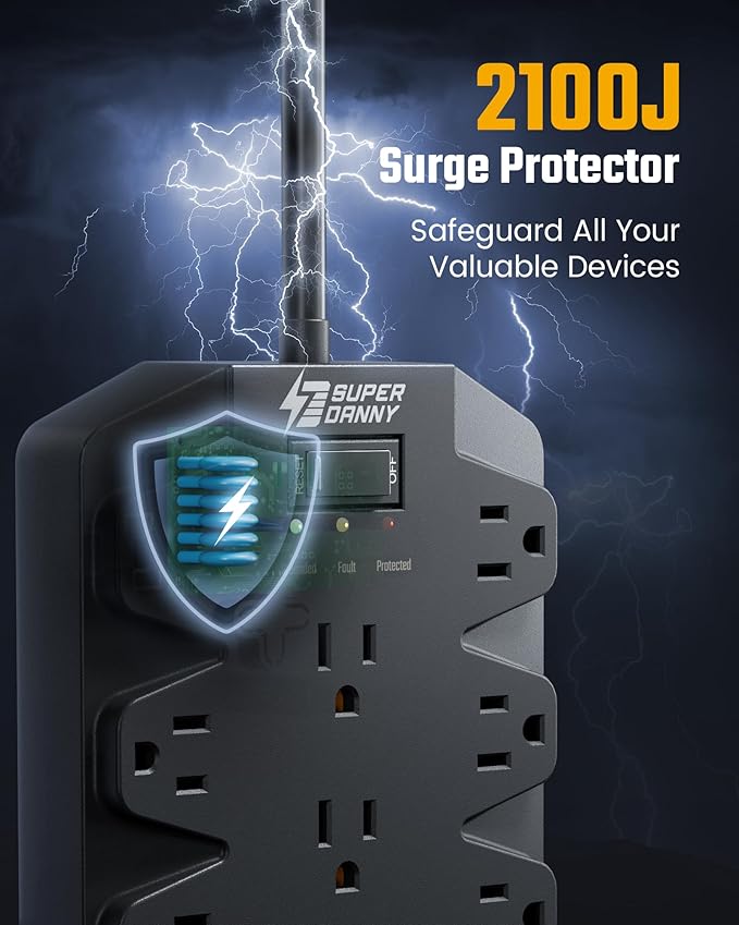 Power Strips with Surge Protection 10 FT, SUPERDANNY 18 AC Outlets and 4 USB - Image 5