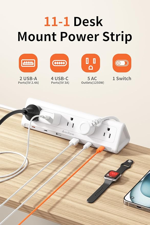 10 FT Desk Clamp Power Strip - Image 2