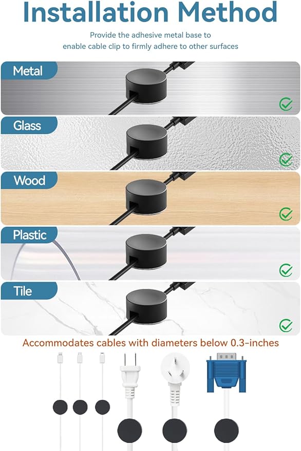 Maveek Magnetic Cord Clips Black, Silicone Cord Organizer Magnet Cable Holder - Image 4