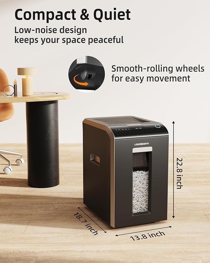 Locksworth Heavy Duty Micro-Cut Paper Shredder: 200-Sheet Auto Feed/10-Sheet - Image 7