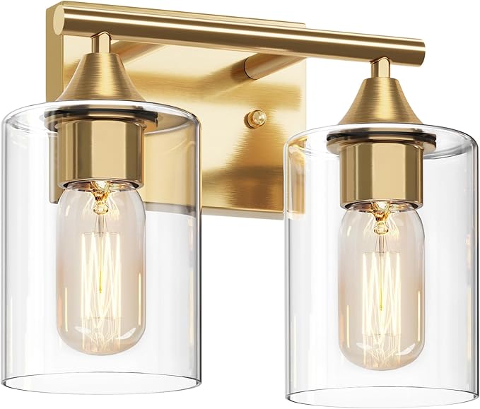 XPEHK Gold Vanity Lights for Bathroom, 2-Light Bathroom Light Fixtures by XPEHK