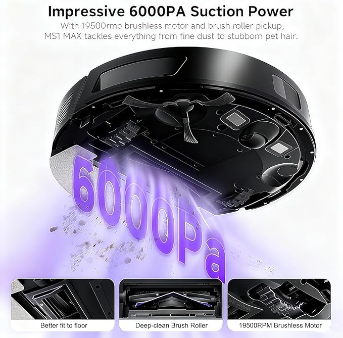 MONSGA Robot Vacuum and Mop Combo, 6000Pa Robotic Vacuum - Image 2