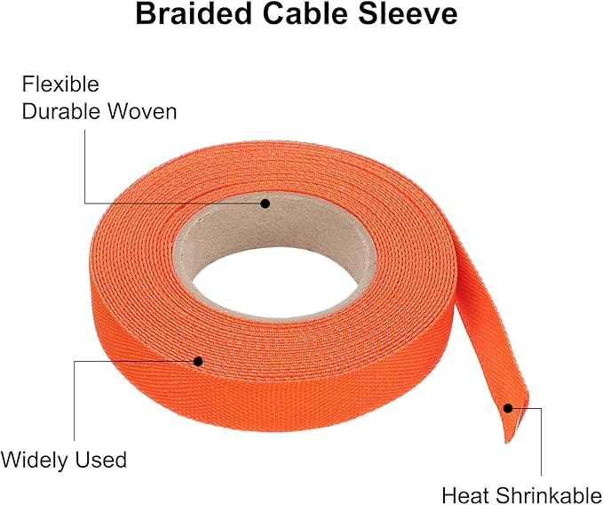 MECCANIXITY Braided Cable Sleeves Heat Shrinkable Fabric Sleeving, 1/2" 26ft - Image 4