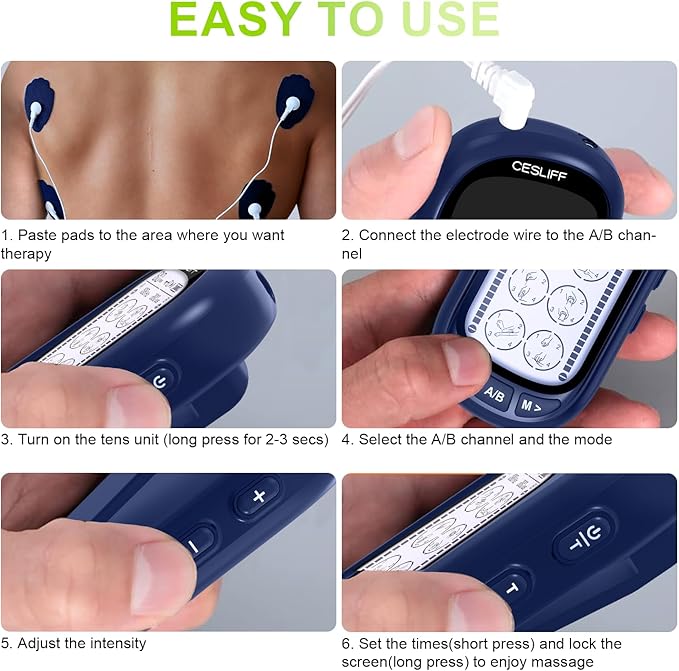 Dual Channel TENS EMS Unit Large Screen 24 Modes 36 Levels Intensity Muscle - Image 7