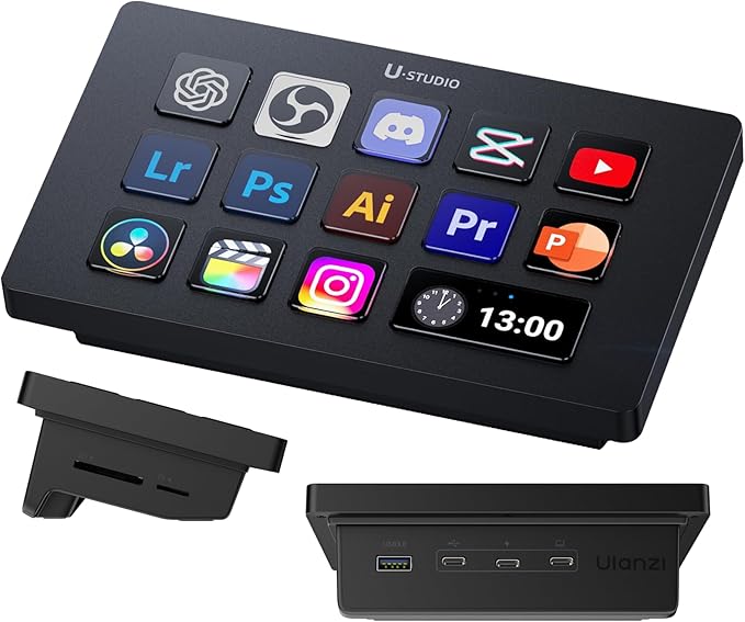 ULANZI D200H 7-in-1 Deck U-Studio Stream Controller Shortcut Keyboard, LCD by ulanzi