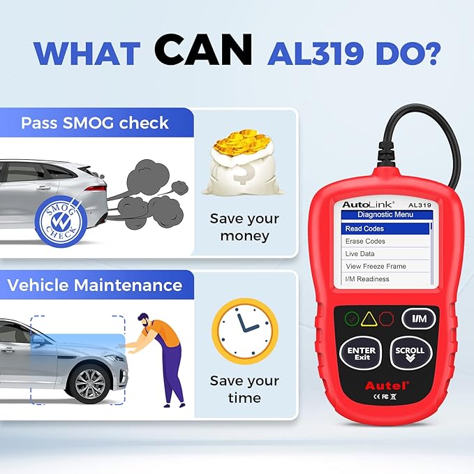 Autel Professional OBD2 Scanner AL319 Code Reader, Enhanced Check and Reset - Image 5