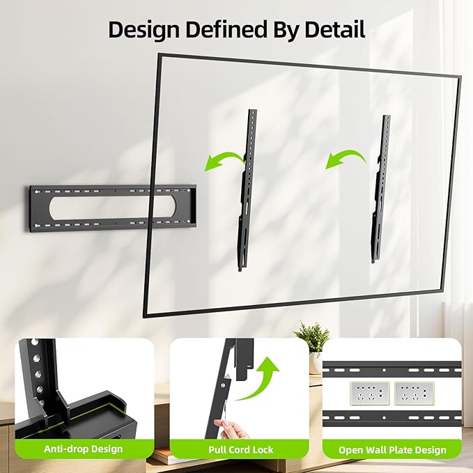 USX MOUNT Fixed TV Wall Mount for 65-120 inch Flat TVs up to 220 Lbs, Low - Image 8