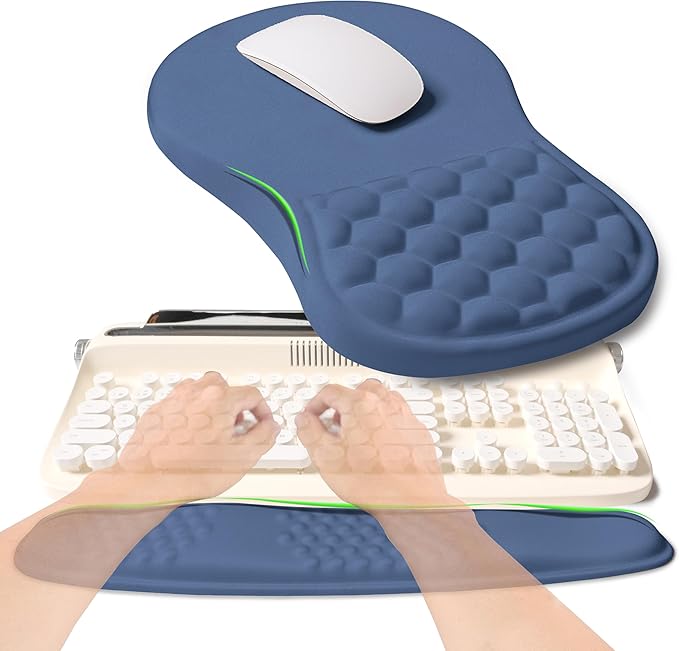 KUOSGM 2-in-1 Ergonomic Set, Wave Rise Keyboard Wrist Rest and Massage Bulge by KUOSGM