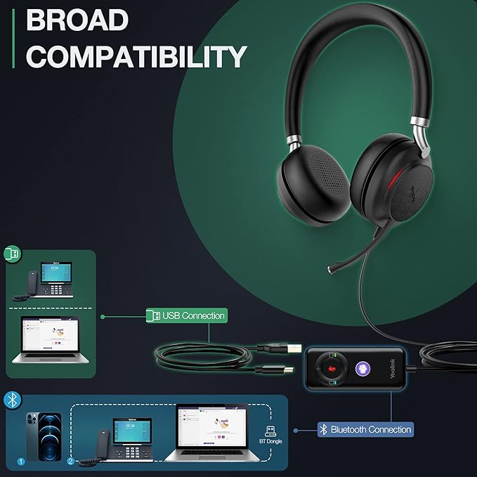 Yealink UH38 Bluetooth USB Wired Headset, Work Headset - Image 4