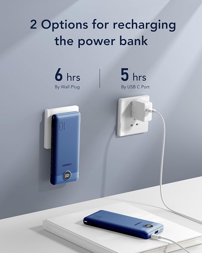 VEGER Portable Charger with Built-in AC Plug and Cables, All in One 10000mAh - Image 5