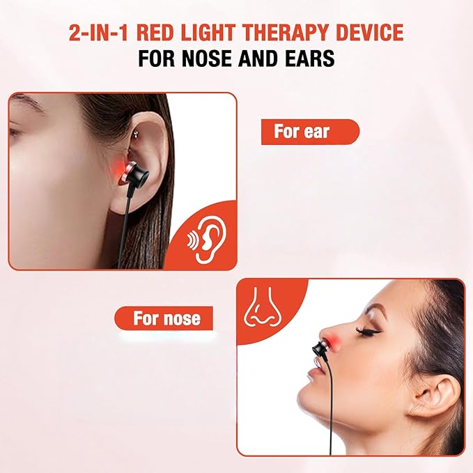 650nm Red Light Therapy Device for Nose & Ear, Portable Neck Hanging 2-in-1 Red - Image 2