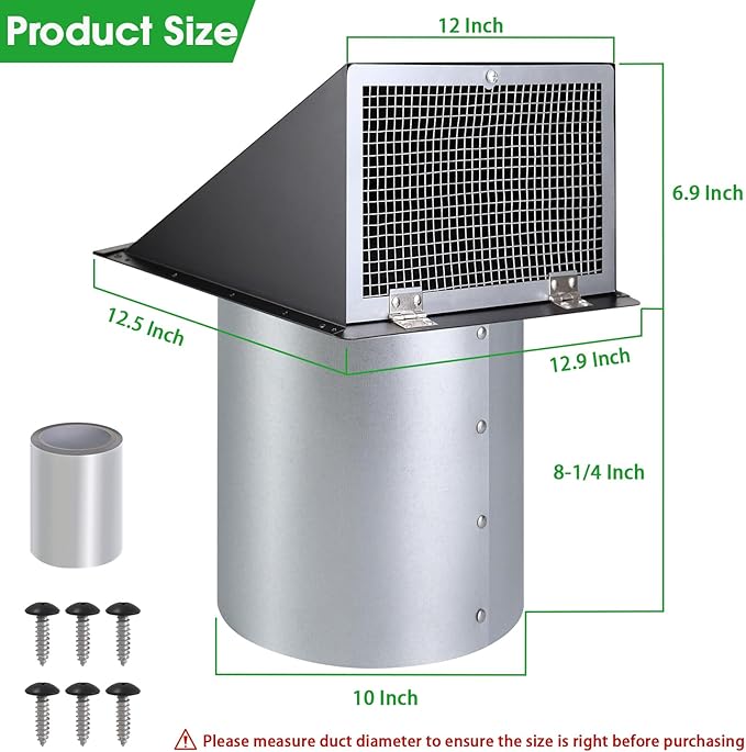 10 Inch Wall Vent Cover, Exhaust Vent Hooded Wall Vent - Image 2