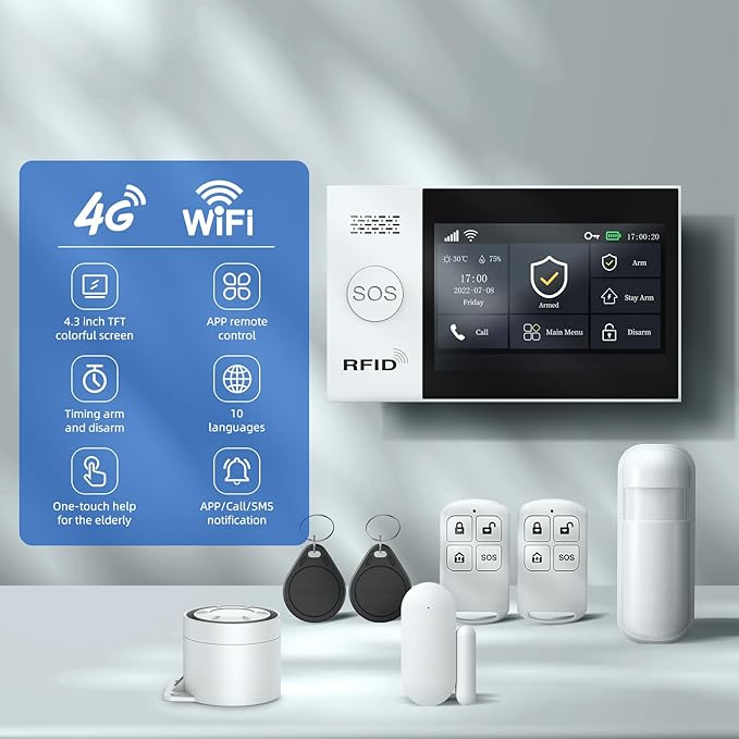 LWOHSI Home Security Systems, Wireless 4.3" Fulltouch Screen Home Alarm Kits - Image 2