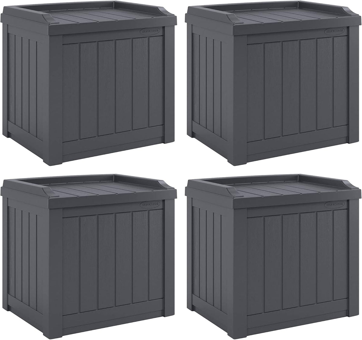 suncast 4 pack small deck box storage w/bench, main product view