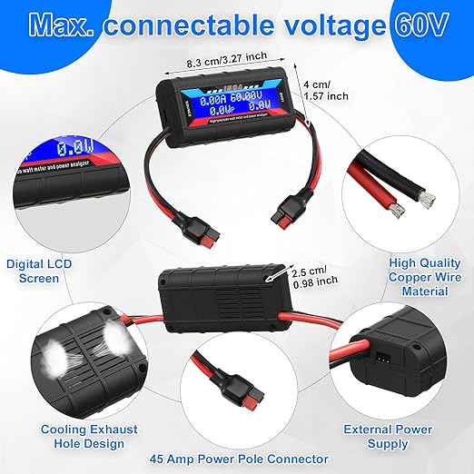 Yunsailing 2 Pcs High Precision Watt Meter Power Analyzer Battery Consumption - Image 2