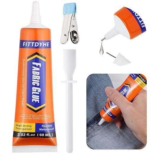 FITTDYHE Fabric Glue Permanent, 60 ML Washable Clear Clothing Glue, Super by FITTDYHE