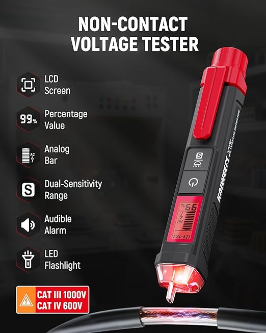 KAIWEETS Electrical Test Kit, Non-Contact Voltage Tester and GFCI Outlet Tester - Image 3