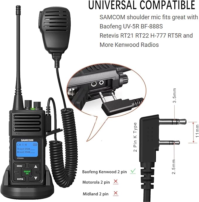SAMCOM Two Way Radio with Shoulder Speaker Mic, 5W High Power 2 Way Radios Long - Image 8