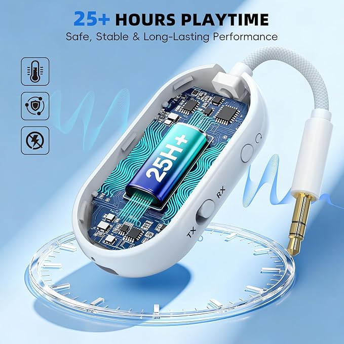 Wothfav Bluetooth 5.3 Wireless Audio Transmitter & Receiver, 3.5mm AUX Adapter - Image 5