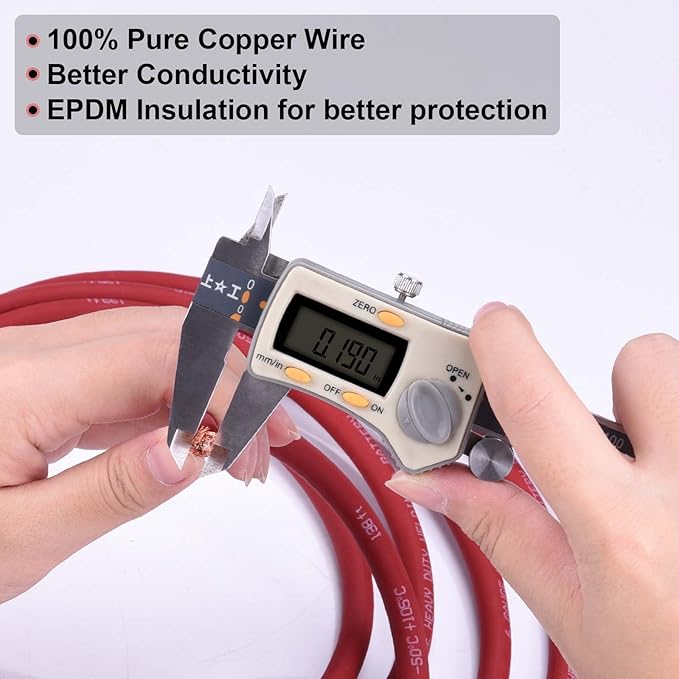 Shirbly 6 Gauge Battery Cable, 20FT Red + 20FT Black 6 AWG Pure Copper Wire - Image 3