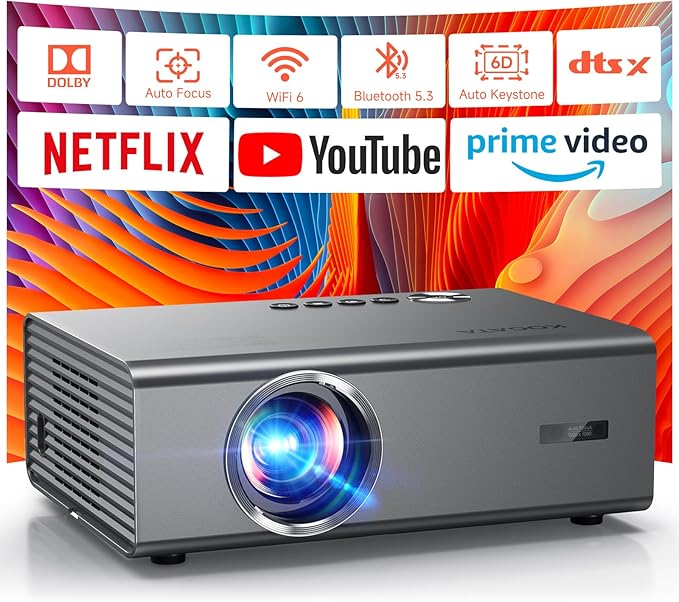 4K Projector with Built-in Apps, 1500ANSI Auto Focus&6D Keystone Dolby Audio by KOGATA