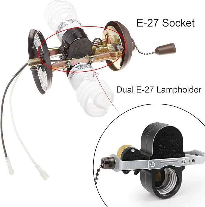 Dotlite Zing Ear ZE-310D Light Socket Pull Chain Switch, 660W Daul E27 Lamp - Image 5