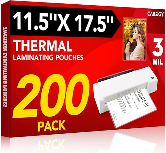 CAREGY 200 Pack Laminating Sheets, Hold 11 x 17 Inch Sheet, 3 Mil Clear Thermal by CAREGY