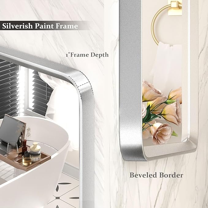 60x36 Silver Mirror for Bathroom, Large Silver Vanity Mirror for Wall, Large - Image 2