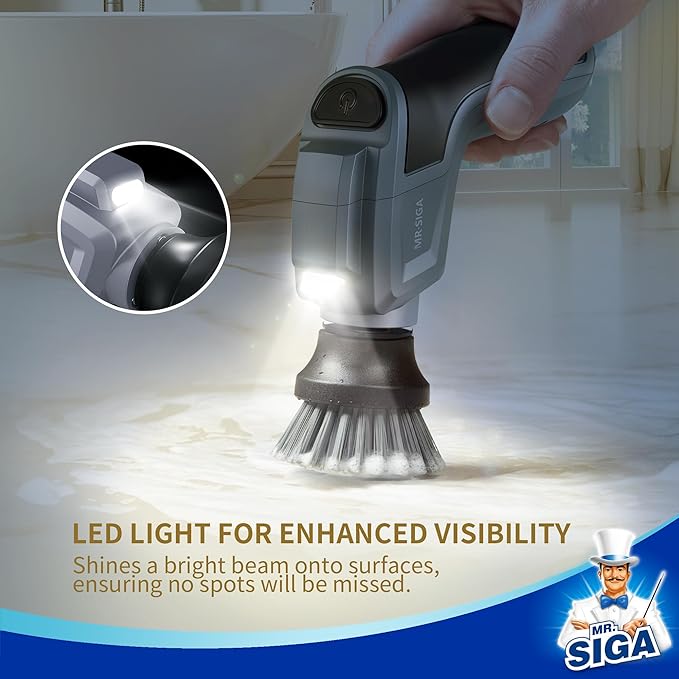 MR.SIGA Electric Spin Scrubber for Kitchen and Bathroom Cleaning, Waterproof - Image 3