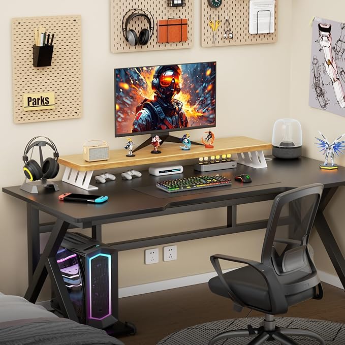 NestNeat Dual Monitor Stand Riser, 39 Inch Large Wood Monitor Stands - Image 9