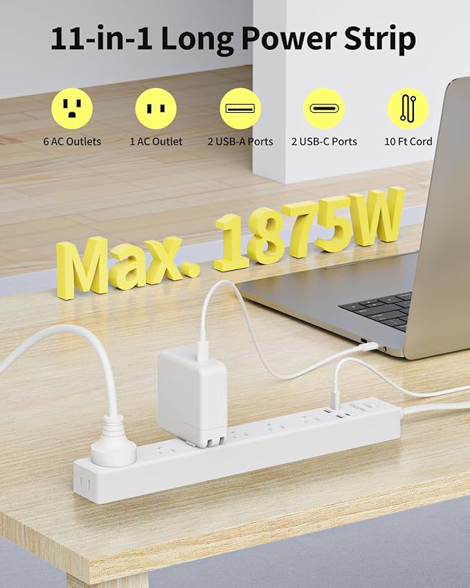 10 Ft Power Strip Surge Protector - Image 2