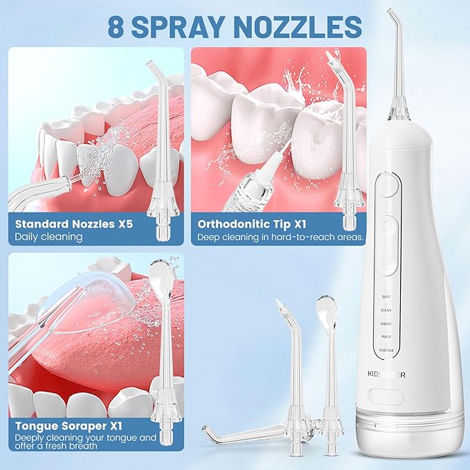Water Flosser for Teeth with Detachable Washable Tank, 5 Modes Rechargeable - Image 8