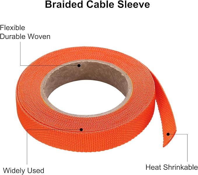 MECCANIXITY Braided Cable Sleeves Heat Shrinkable Fabric Sleeving, 3/8" 16ft - Image 4