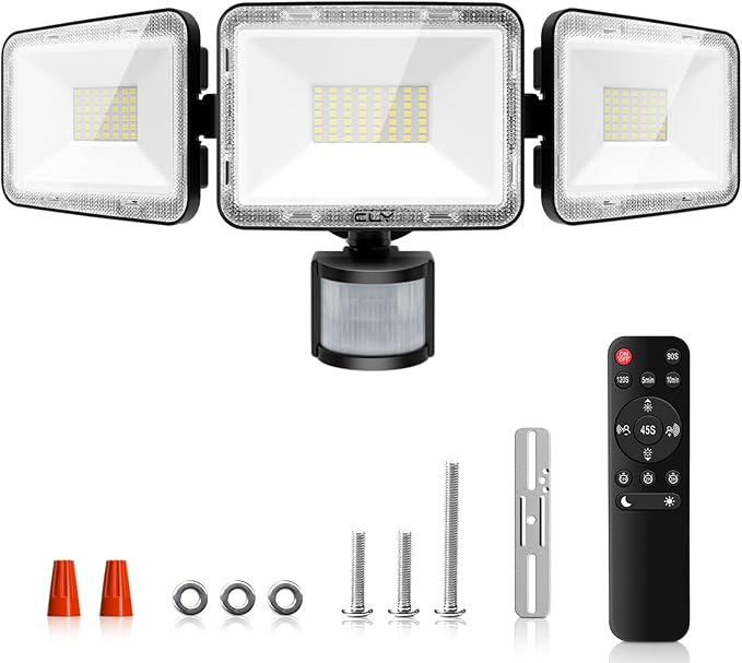 CLY 70W LED Security Lights Motion Sensor Light Outdoor, 6580LM 3 Head Motion by CLY