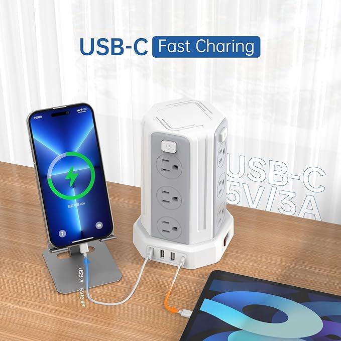 Power Strip Surge Protector, 10 Ft Extension Cord - Image 5