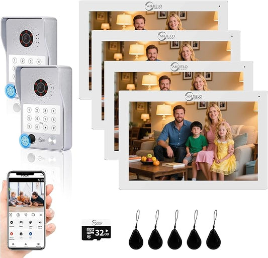 Wired Video Door Phone Apartment Intercom System, 7 Inch Touch Monitor by ANJIELOSMART
