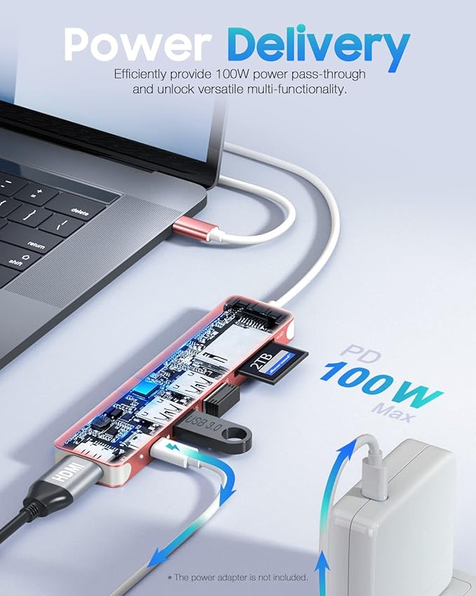 Hiearcool USB C Hub, USB-C Dongle, 7IN1 USBC to HDMI Multple Adapter Compatible - Image 3