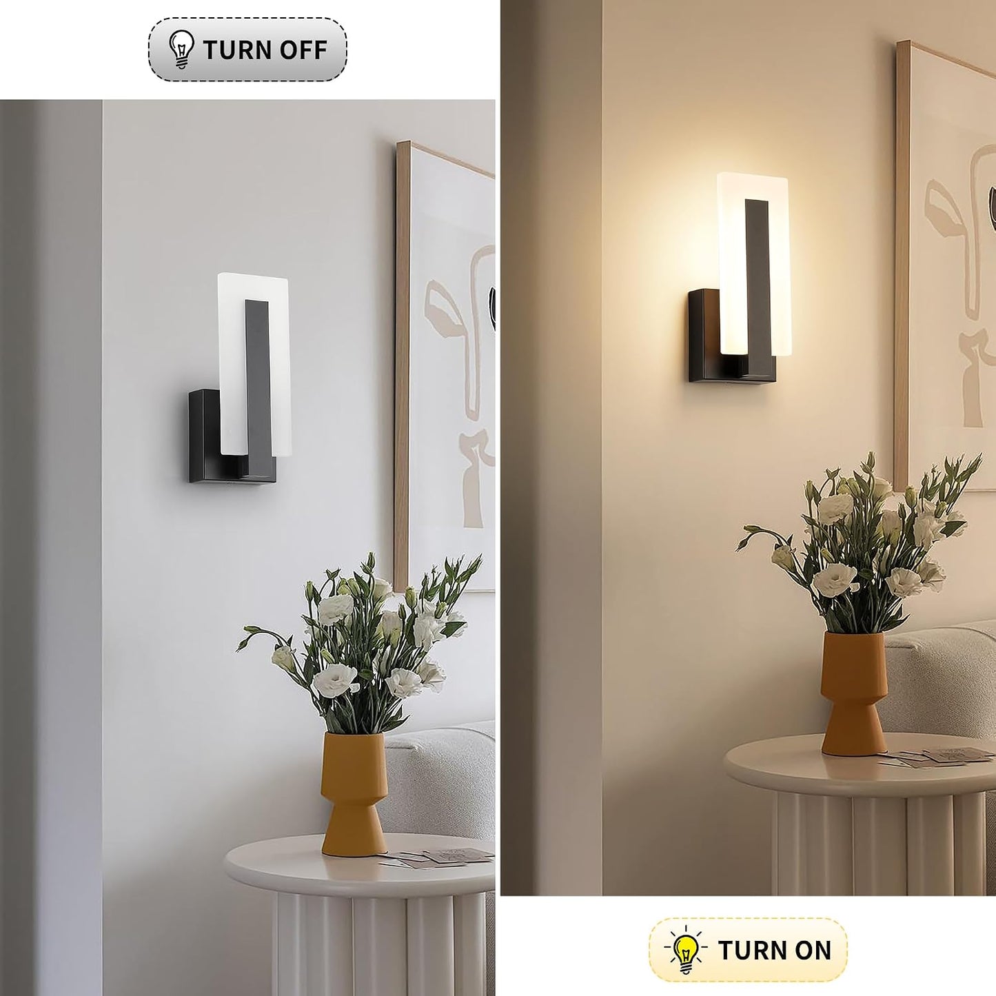 Joosenhouse Modern LED Wall Sconces Up and Down Wall Mount Light Black 3000K Warm White Wall Lights Set of 2, Indoor Wall Lighting for Hallways, Bedrooms, Hallways, Living Room Indoor Wall Lights